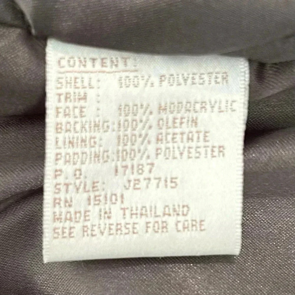 VTG 90s Jones New York Coat Size M Zip Cut Faux Fur Collar Waist Cinch Pockets - Picture 16 of 17